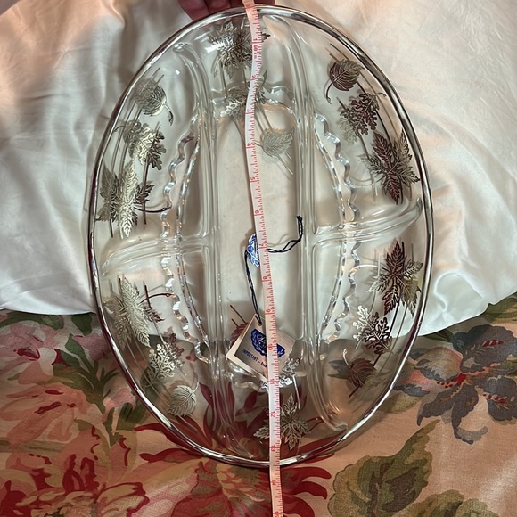 Vintage MCM SILVER CITY GLASS CO Sterling on Crystal Serving Tray Floral Design - Picture 11 of 17